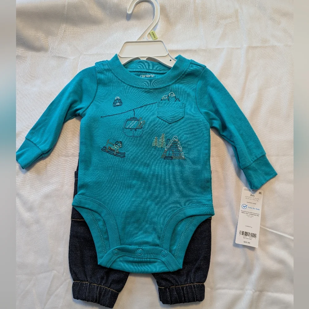 Carters Infant Boys Long Sleeve 2 Piece Outfit Size 3 Months BNWT
